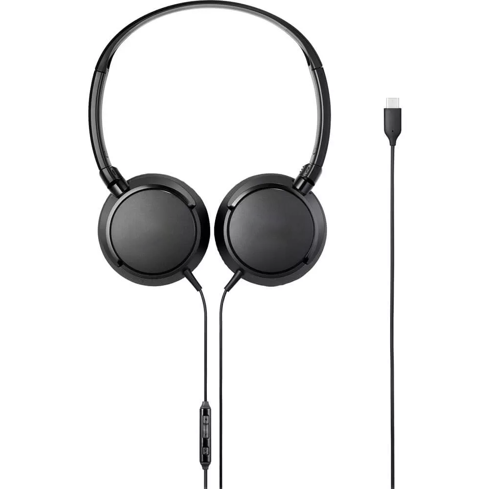 USB-C Wired On-Ear Headphones with In-Line Microphone & Foldable Design
